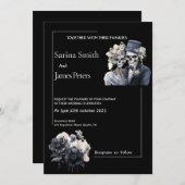 Invitation de mariage Halloween gothique Fleurs no (Devant / Derrière)