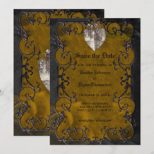 Invitation de mariage Halloween gothique pour anno