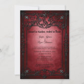 Invitation de mariage Halloween gothique rouge fon (Devant)