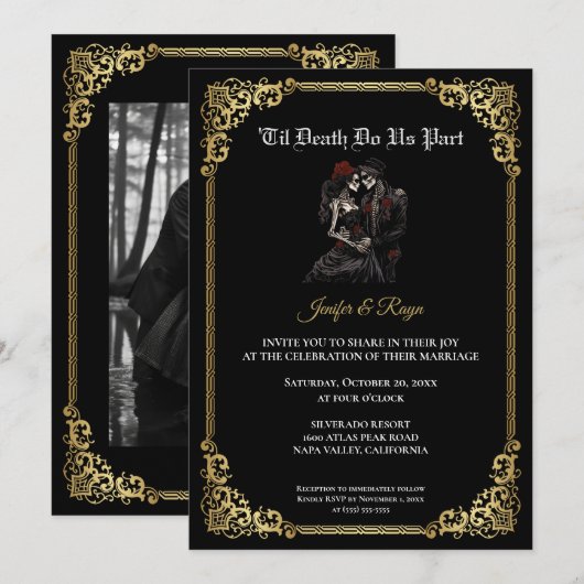 Invitation de mariage Halloween gothique sombre (Devant / Derrière)