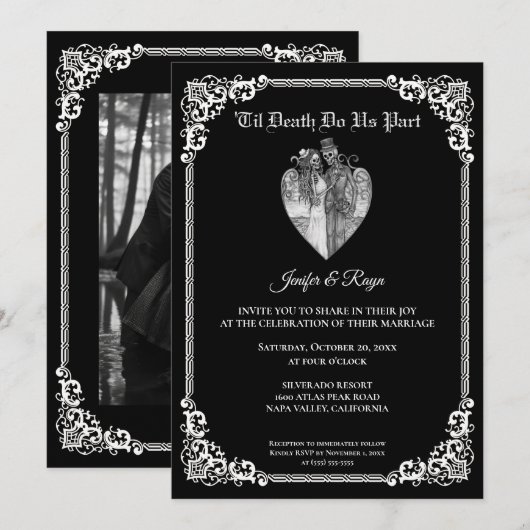 Invitation de mariage Halloween gothique sombre (Devant / Derrière)