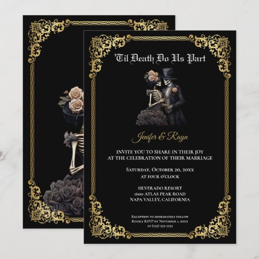 Invitation de mariage Halloween gothique sombre (Devant / Derrière)