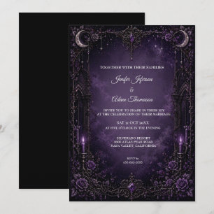 Invitation de mariage Halloween gothique violet