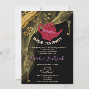 Invitation de mariage Halloween Tasse rouge & Crân
