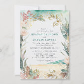 Invitation de mariage herbe de plage florale aquar (Devant)