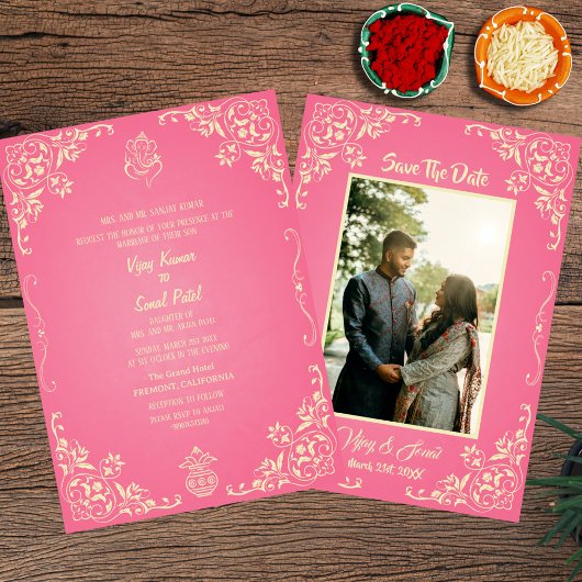 Invitation de mariage hindou indien avec image per