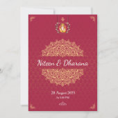 Invitation de mariage hindou Mandala or rouge (Devant)
