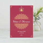 Invitation de mariage hindou Mandala or rouge (Debout devant)