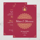 Invitation de mariage hindou Mandala or rouge (Devant / Derrière)