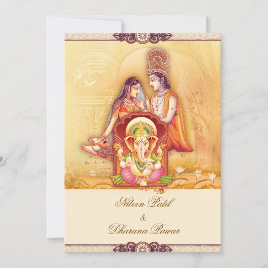 Invitation de mariage hindou Radha Krishna (Devant)