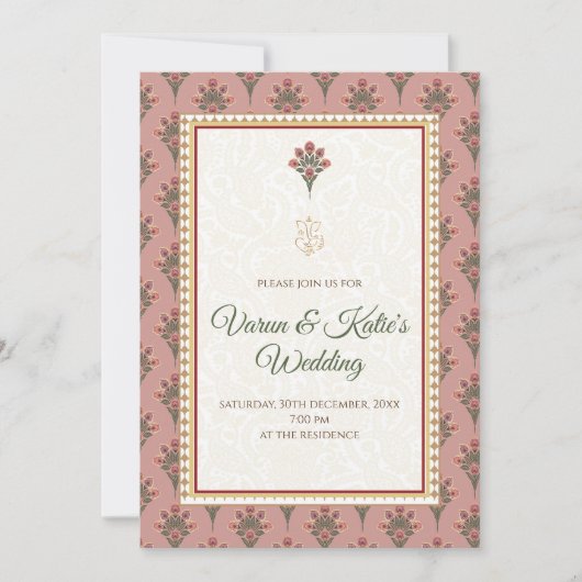 Invitation de mariage hindoue en mariage indien (Devant)