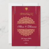 Invitation de mariage hindoue Mandala Gold (Devant)