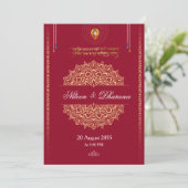 Invitation de mariage hindoue Mandala Gold (Debout devant)