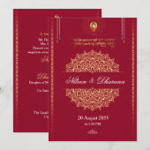 Invitation de mariage hindoue Mandala Gold (Devant / Derrière)