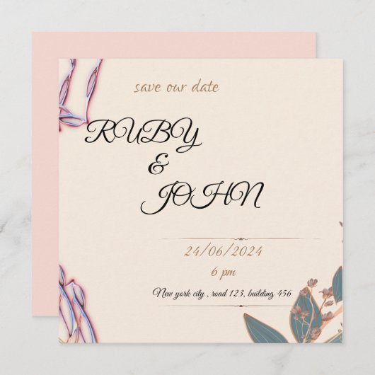 invitation de mariage hivernal (Devant / Derrière)