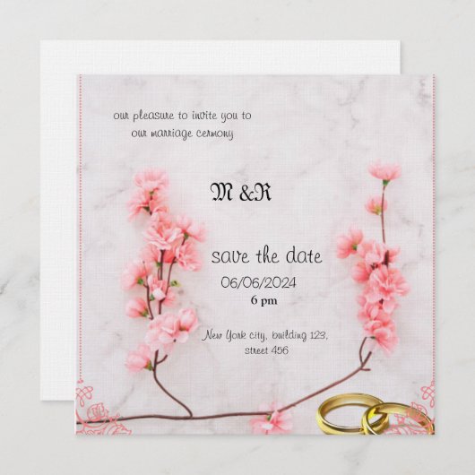 invitation de mariage hivernal (Devant / Derrière)