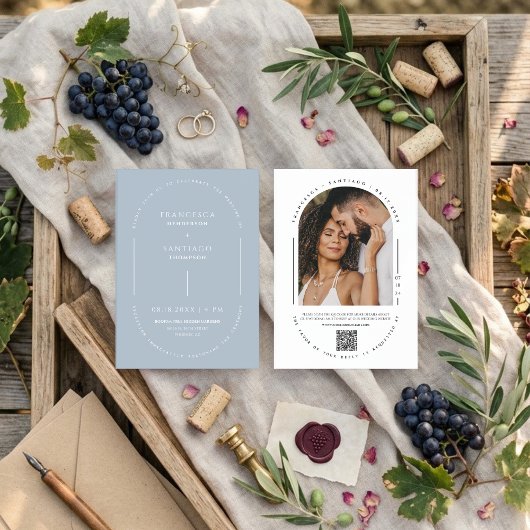 Invitation de mariage hivernal boho avec code QR e