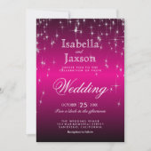 Invitation de mariage Hot Pink Star Lights (Devant)