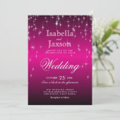 Invitation de mariage Hot Pink Star Lights (Debout devant)