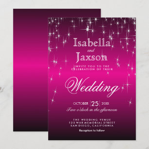 Invitation de mariage Hot Pink Star Lights