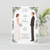 Invitation de mariage illustrée élégante (Debout devant)