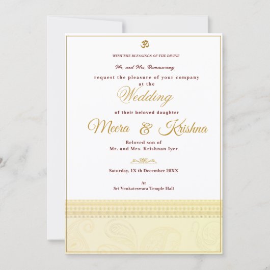 Invitation de mariage indien (Devant)