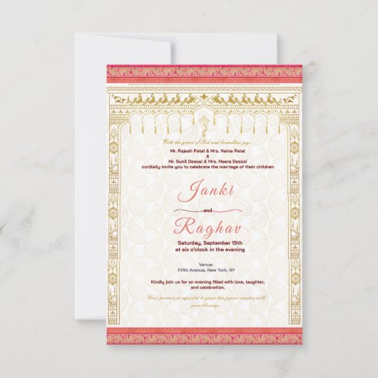 Invitation de mariage indien (Devant)