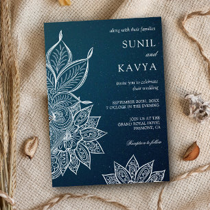 Invitation de mariage indien au henné de la galaxi