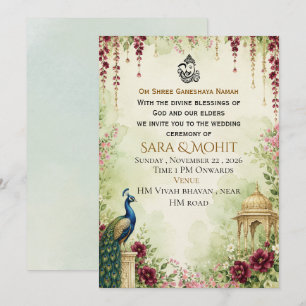 Invitation de mariage indien élégante