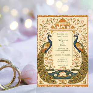 Invitation de mariage indien élégante Pichwai
