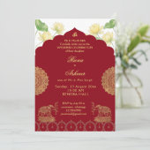 Invitation de mariage indien éléphant mandala (Debout devant)