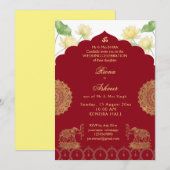 Invitation de mariage indien éléphant mandala (Devant / Derrière)