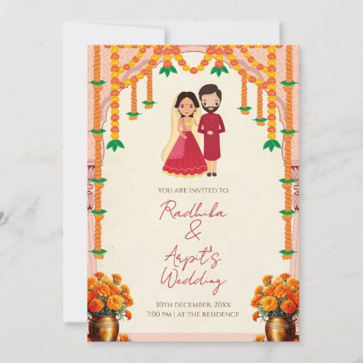 Invitation de mariage indien & invitation de maria (Devant)