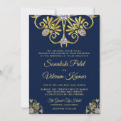 Invitation de mariage indien mandala diamant or bl (Devant)
