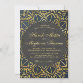 Invitation de mariage indien mandala en faux or mo (Devant)