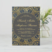 Invitation de mariage indien mandala en faux or mo (Debout devant)
