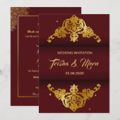 Invitation de mariage indien Mandala ethnique (Devant / Derrière)