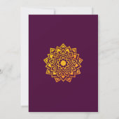 Invitation de mariage indien mandala or prune mode (Dos)