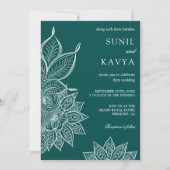Invitation de mariage indien Mehendi Henna Vert de (Devant)