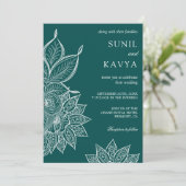 Invitation de mariage indien Mehendi Henna Vert de (Debout devant)