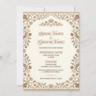 Invitation de mariage indien personnalisable flora
