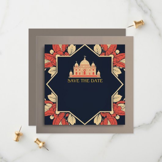 Invitation de mariage indien pour sauvegarder la d (Devant/Arrière en situation)