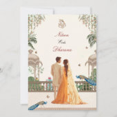 Invitation de mariage indien Royal Peacock (Devant)