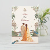Invitation de mariage indien Royal Peacock (Debout devant)