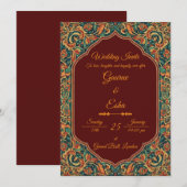 Invitation de mariage indien (version moghole) (Devant / Derrière)