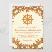 Invitation de mariage indienne à roue de Dharma or (Devant)