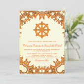 Invitation de mariage indienne à roue de Dharma or (Debout devant)