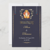 Invitation de mariage indienne bleu royal (Devant)