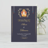 Invitation de mariage indienne bleu royal (Debout devant)
