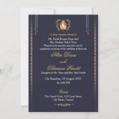 Invitation de mariage indienne bleu royal (Dos)